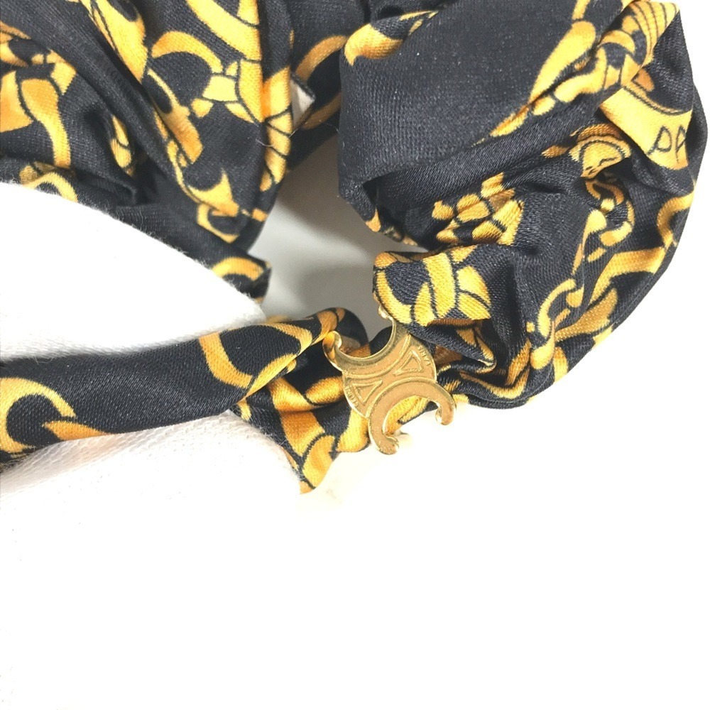CELINE Triomphe Chain Hair Accessory, Silk Scrunchie, Women's, Black - Picture 6 of 7